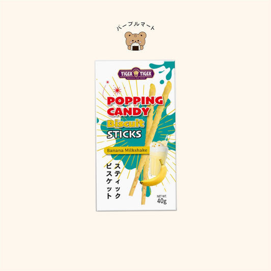 Tiger Tiger Popping Candy Biscuits Sticks Banana Milkshake Flav 40g
