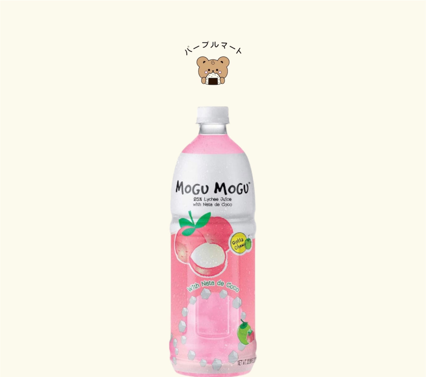 Mogu Mogu Lychee Flavoured Drink With Nata De Coco 1L